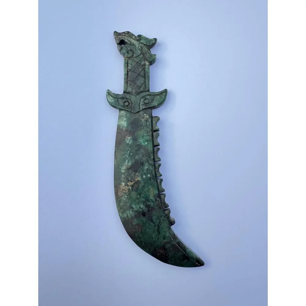 Antique Chinese Hong Shan Culture Jade Dragon Knife